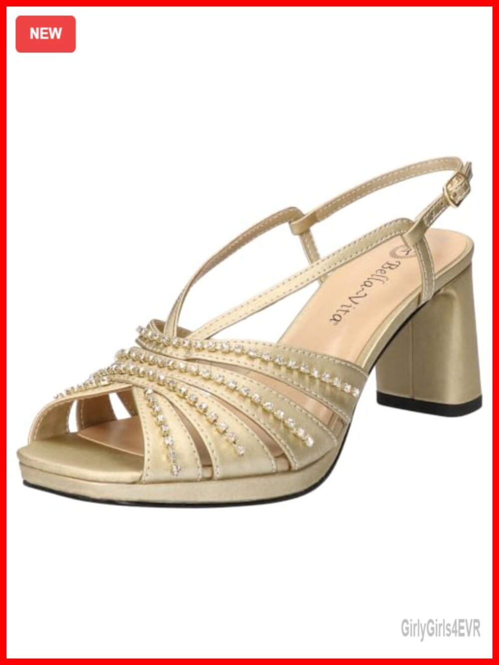 Women's Block Heel Slingback Dress Sandal with Jeweled Buckle